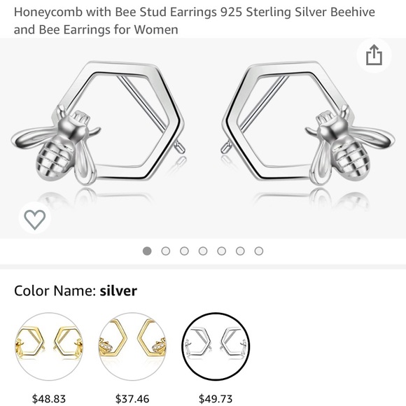 Sterling Silver Bee Earrings NIB - Picture 2 of 3
